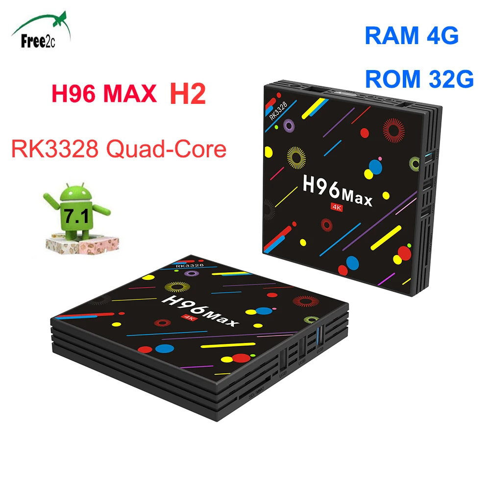 

H96 MAX H2 Android 7.1 Smart TV box Rockchip RK3328 Quad-core 4GB 32GB BT 4.0 Media Player 1 year subcription 1800+live TV