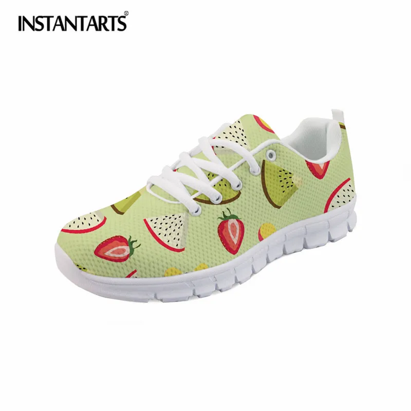 INSTANTARTS 3D с фруктовым принтом удобная обувь на плоской подошве для отдыха на шнуровке Сникерсы для девочек дамы Повседневное студентов