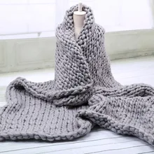 Одеяло крупной ручной вязки, большое мягкое теплое зимнее одеяло для дивана, толстое трикотажное одеяло из мериносовой шерсти