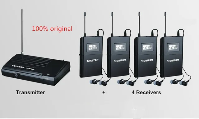 TAKSTAR UHF беспроводной в ухо сценический монитор система в ухо сценический беспроводной монитор система 4 приемника+ 1 передатчик WPM-200