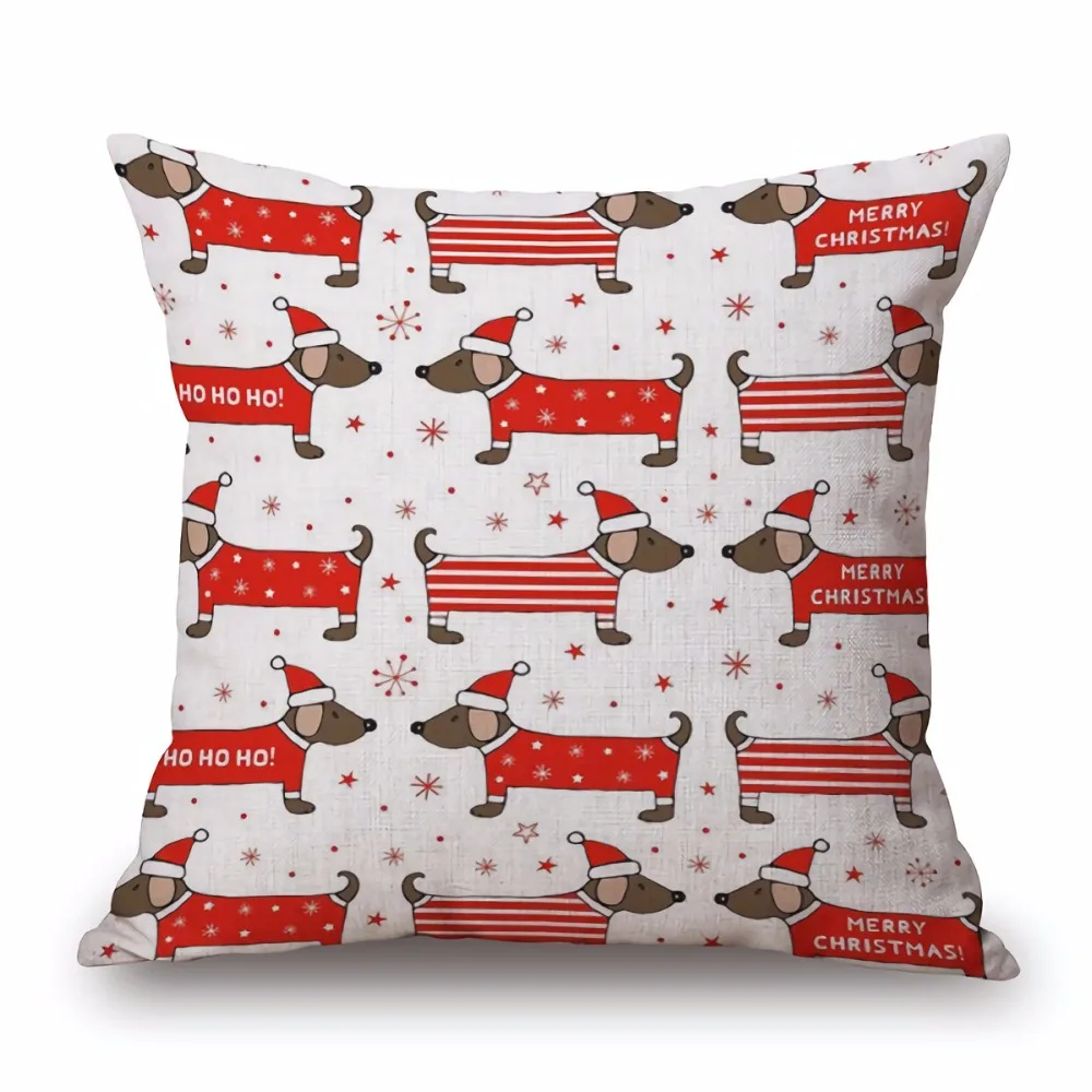 

Dachshund Sausage Dog Cushion Cover Hand Painting Dogs Art Cushion Covers Sofa Throws Decorative Beige Linen Pillow Case