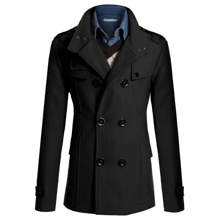 4XL мужское повседневное двубортное шерстяное пальто, мужской кашемировый Тренч в Военном Стиле, мужская зимняя куртка, UMA396