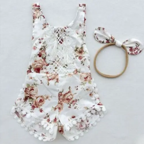 

Newborn Kid Baby Girl Floral Clothes Jumpsuit Floral Bodysuit Sunsuit Outfit Set