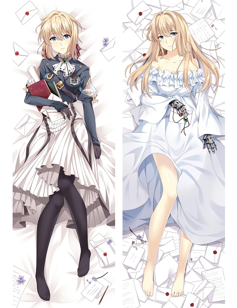 Anime Cartoon Violet Evergarden Hugging Peach Skin 2 Way Pillow Case Pillow Cover Pilllowcase