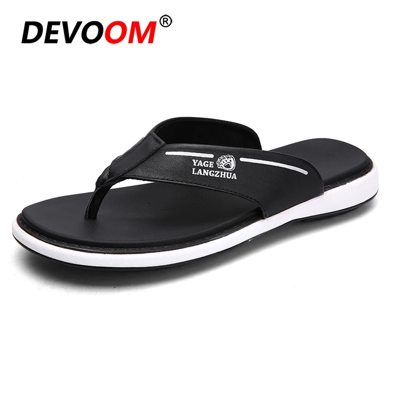 mens leather flip flop slippers