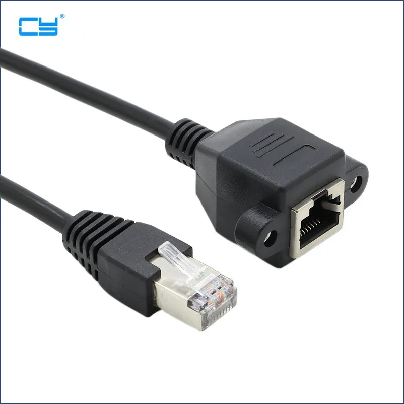 High Quality 30cm 8Pin RJ45 Cable Male to Female Screw Panel Mount