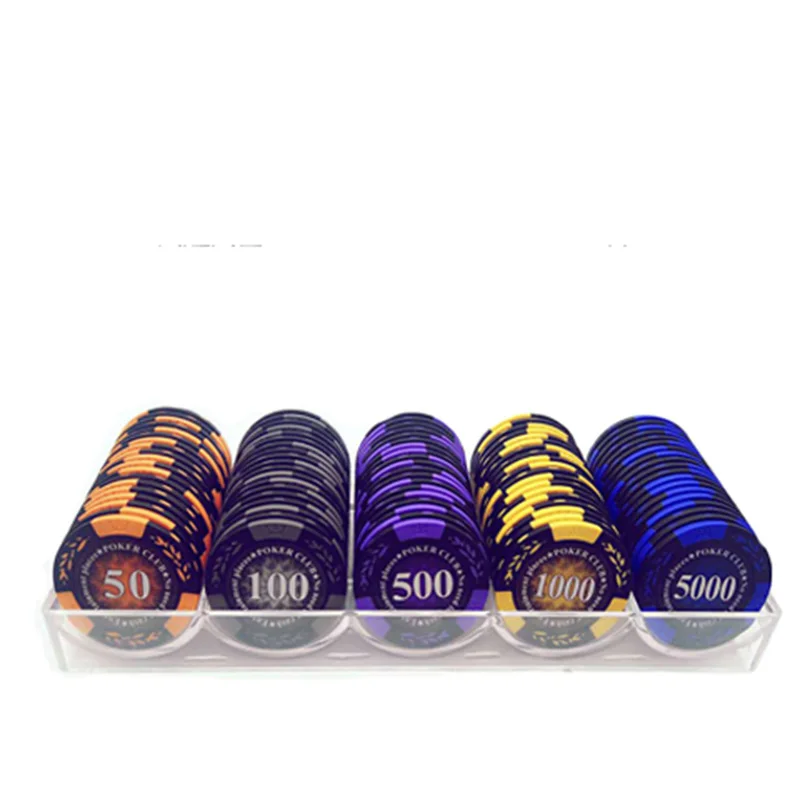100 шт./компл. набор покерных фишек хорошего качества глина цифровые чипы с акрилом бык