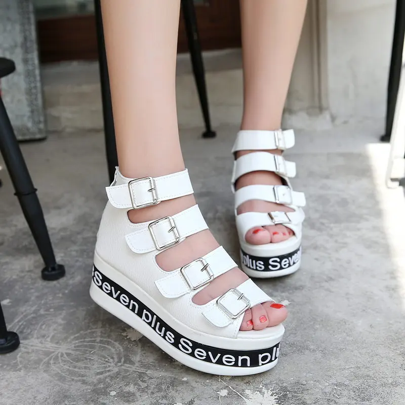 Free shipping Summer 2015 new leather platform sandals Female casual shoes platform shoes on 