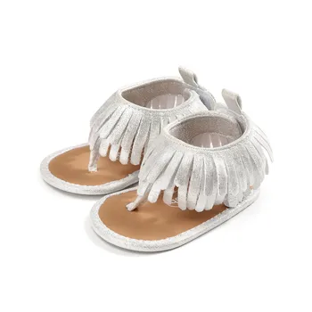 

Silver baby shoes moccasins baby boy girl sandals first walkers soft sole non-slip 2018 new tassels infant kids shoes.CX142A