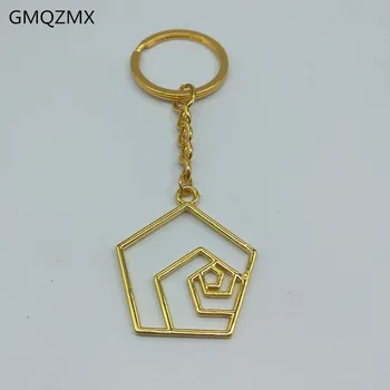 

Hot fashion 4 color irregular geometric keychain, Fibonacci sequence math geometry key chain holiday gift