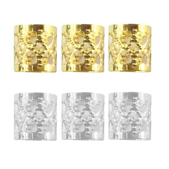 

100pcs Hollow out Heart Shape Dreadlocks Metal Hair Cuffs Braiding Beads Hair Accessory Hair Decoration Filigree Tube