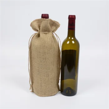 

Ferimo 10pcs Natural Huangmabu bottle bag Champagne wine tether holder gift collection wine bag blind bottle set