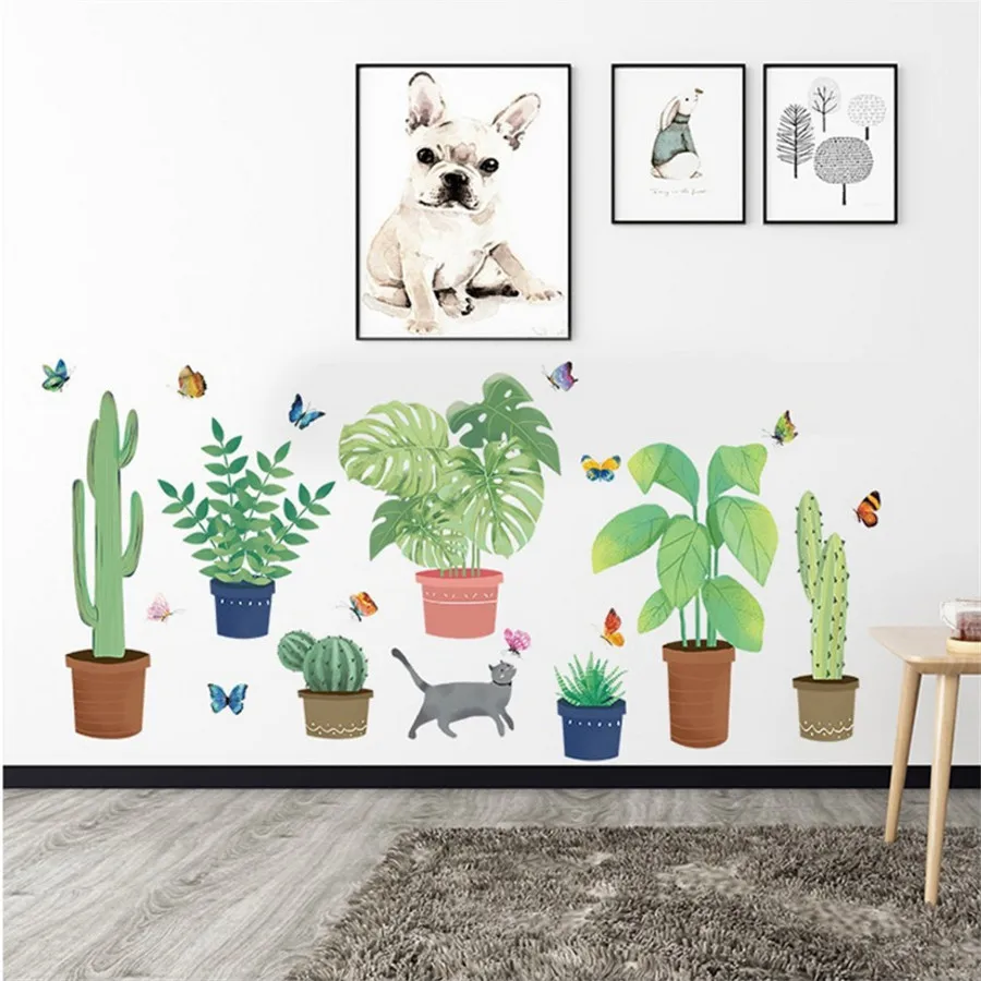 Wall Stickers Garden Potted Plants Cactus Butterfly Home Decor Bedroom Living Room Flower Wall Decals Diy Mural Art Posters Wall Stickers Garden Potted Plants Cactus Butterfly Home Decor Bedroom Living Room Flower Wall Decals Diy Mural Art Posters