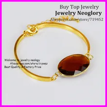 10 шт. Овальный дымчатого стекла стеклянный кварцевый кольцеобразный браслет Хрустальное защитное стекло Кварцевое звено браслет золотой цвет браслет для женщин