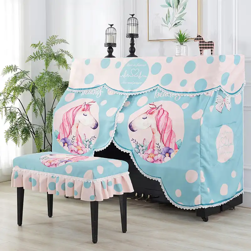 Upright Piano Stool Cover Unicorn Flamingo Practical Full Dust