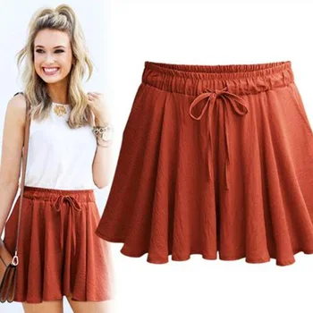 

2019 New Fashion Cotton Women Shorts Plus Size Elastic High Waist Lady Skirt Shorts All-match Casual Plus Size Wide Leg Shorts