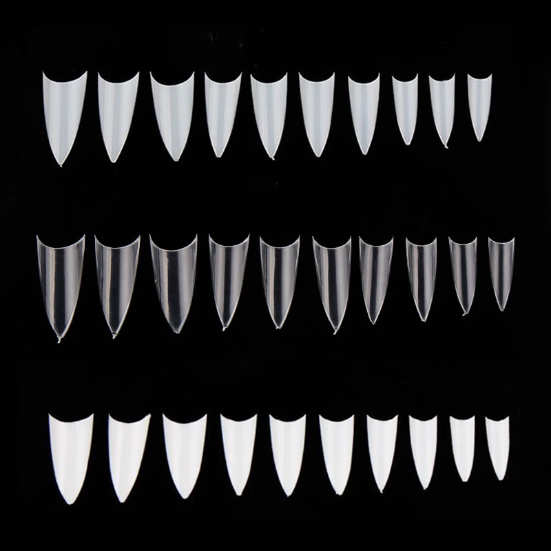 

2017 500pcs/pack 10 Sizes Sharp Shape Nail Art Tips Full Nail False Tips Natural/Transparent/White 3 Colors Nail Art Finger Tips