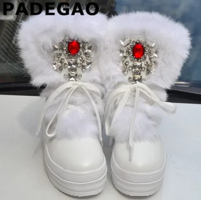 4 De 2018 Bottes Main 7 Chaussures Réel Grande 3 10 À 8 Fourrure Lapin 1 2 Épais Hauts Neige D'hiver 5 40 Diamant 6 Taille La 9 Plus l1TJF3Kc