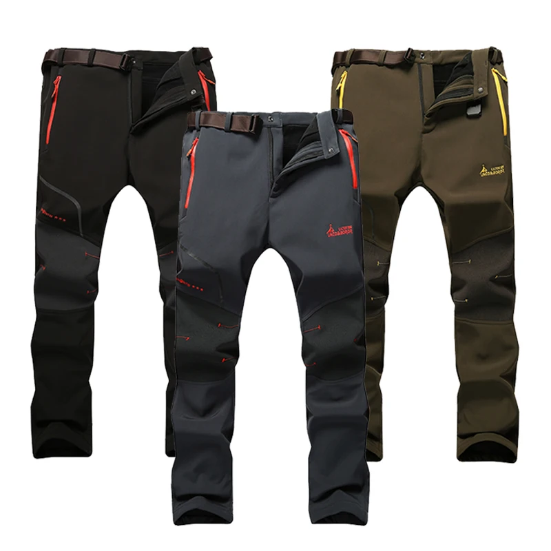 Invierno Trekking Pantalones Hombre impermeable Sofshell pantalones al aire libre de los hombres térmica caliente deportes senderismo Camping montaña pantalones para hombre