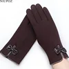 High Quality Fashion Elegant Women Touch Screen Glove Winter Female Lace Warm Cashmere Bow Full Finger Mittens Wrist Guantes 16E ► Photo 2/4