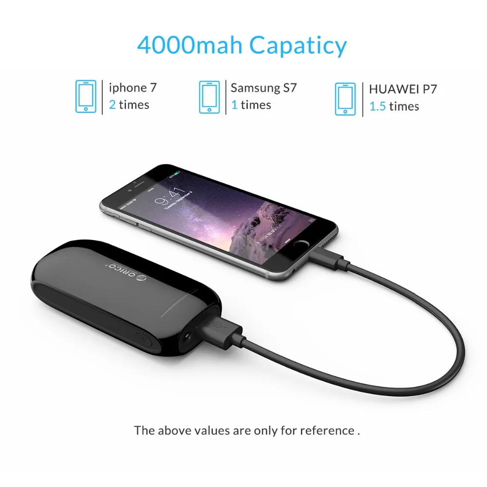 Портативный внешний аккумулятор ORICO 4000 мАч вход Micro USB светодиодный фонарик
