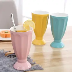 Творческий керамический кофе чашки Мода молочный завтрак кофе чашка Lce крем керамическая чашка фарфоровый подарок розовый синий желтый