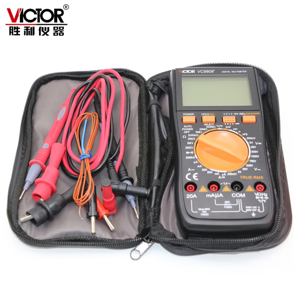 1PCS New Victor VC9802A Digital Multimeter 3 1/2 with carrying bag 