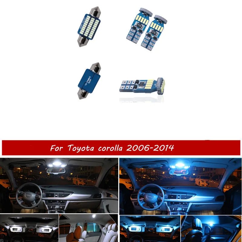6 шт. светодиодный светильник для авто без ошибок белый салона автомобиля