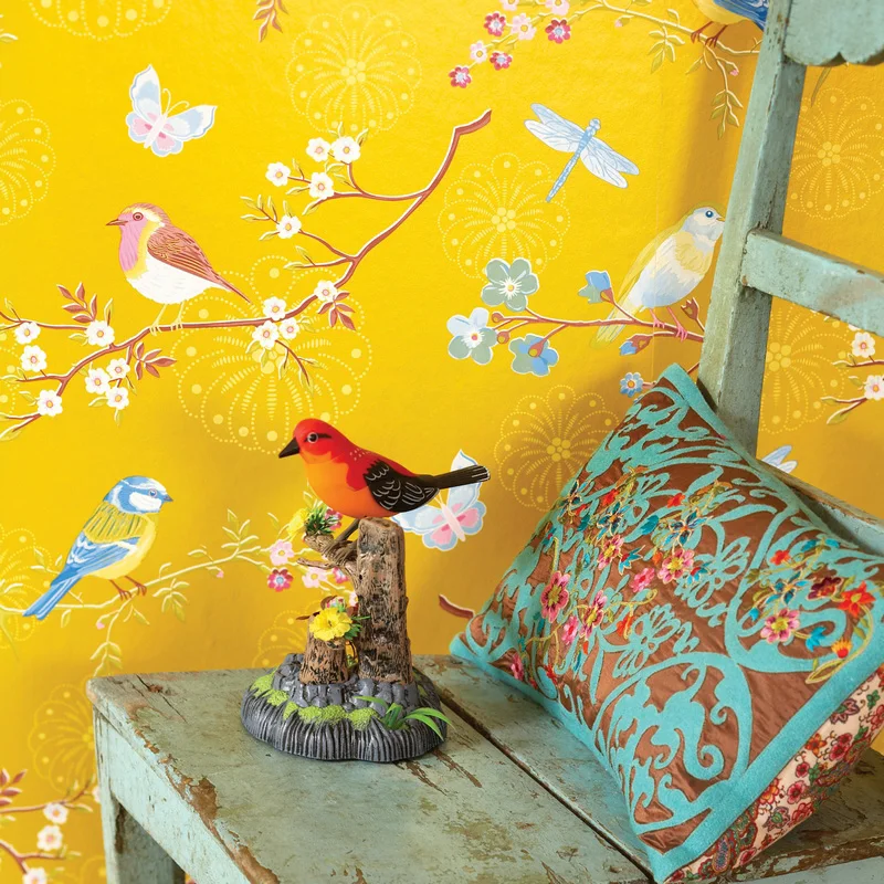 Chinese Yellow Blue Flowers Birds Environmentally Non-woven Wallpaper Living Room Bedroom Tv Background Wall Study wallpapers Chinese Yellow Blue Flowers Birds Environmentally Non-woven Wallpaper Living Room Bedroom Tv Background Wall Study wallpapers