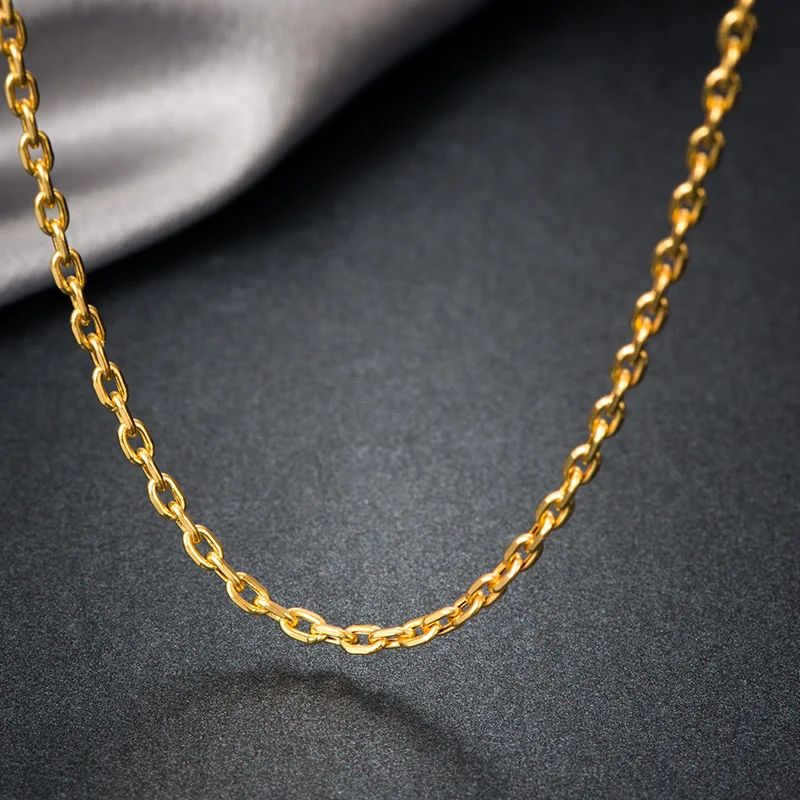 Подлинное 18 К Золотое ожерелье унисекс для свадебной вечеринки Женская Розовая Желтая цепочка с подвеской женский подарок модный