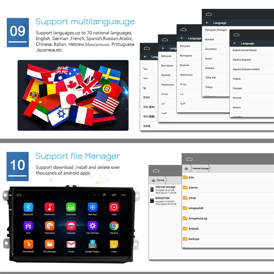 Discount 9"Auto radio Android 8.1 Touch Screen GPS Navigation Car Stereo for VW Golf Polo Skoda(See the details page for specific model) 6
