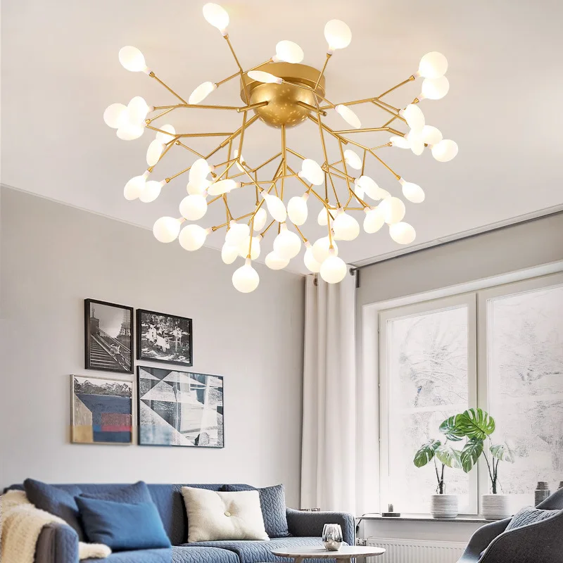 

Nordic style Branches fireflies ceiling light Simple Art Creative Personality Living room Bedroom Restaurant Chandelier Lamps