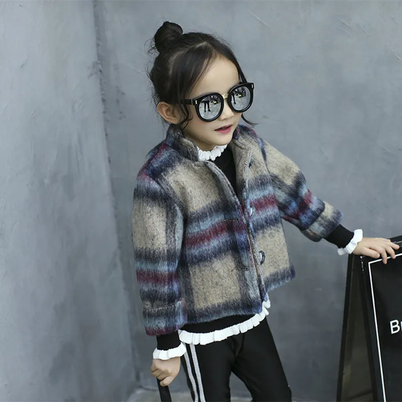 

DFXD Children Clothes 2017 New Autumn Winte Long Sleeve Plaid Cardigan Coats Baby Girls Jackets And Coats Fashion Baby Outwear