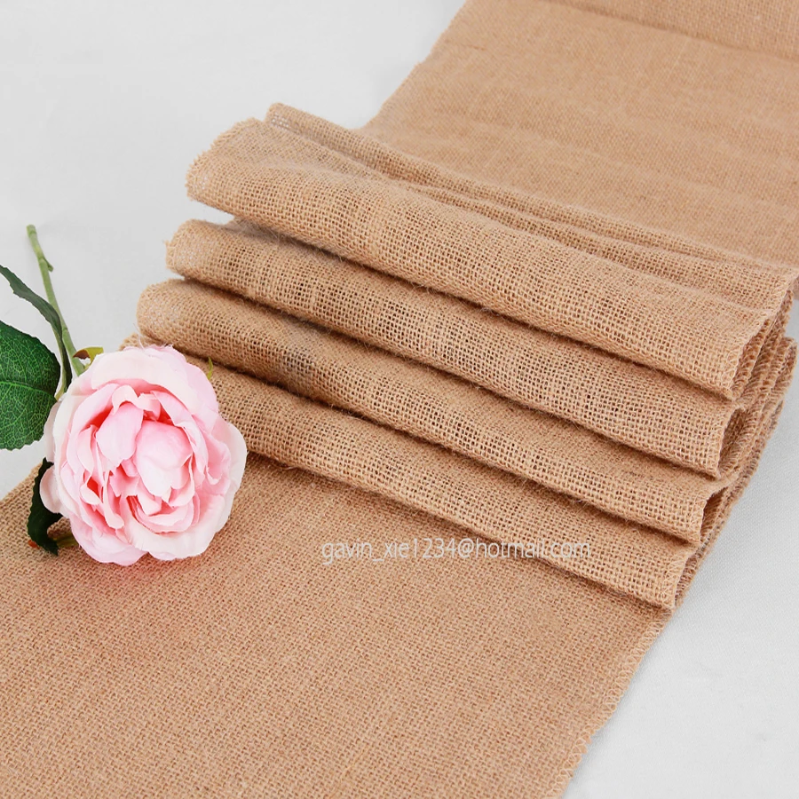 

Meijuner 30cm*275cm Vintage Burlap Hessian Table Runner Natural Jute Country Decoration For Wedding Home Party Decora