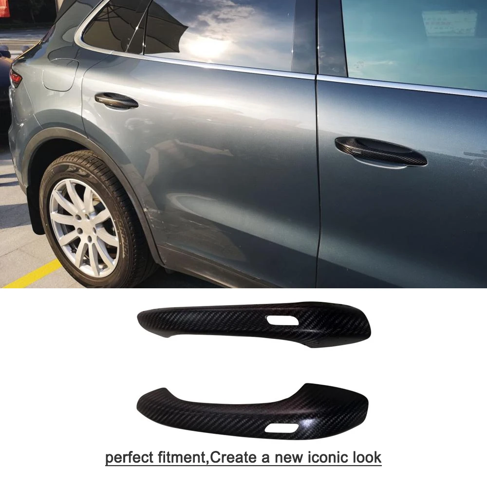 Carbon Fiber Car Side Door Handle Trim Cover For Porsche Cayenne