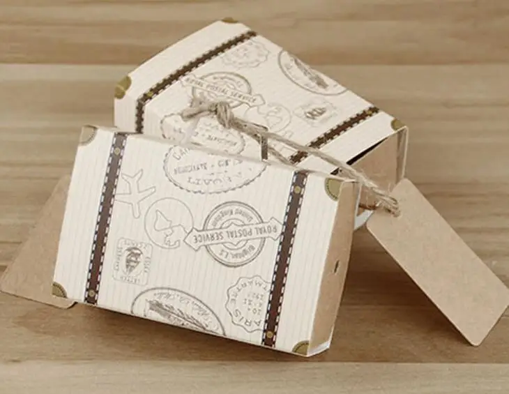 Free Shipping 2000pcs Gift Boxes with Tags and Rope for Candy Treat Gift Wrap Box Party Favor SL334 photo