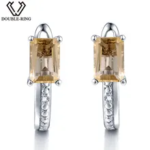 Серьги с камнями Дважды R настоящий бриллиант Клипсы женский 1.2ct Желтый Цитрин натуральный серьги серебро 925 драгоценный камень, свадебные украшения Для женщин подарок бижутерия серьги