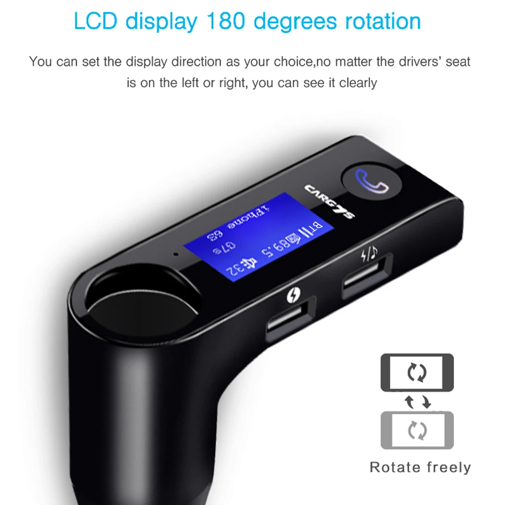 G7S автомобиля MP3 Bluetooth FM передатчик Беспроводной FM радио адаптер с двумя портами USB телефонные звонки в режиме Hands-Free AUX Выход HD ЖК-дисплей Дисплей