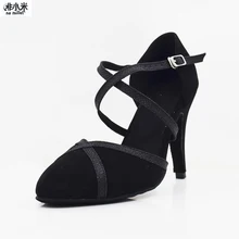 Zapatos de mujer; современные танцевальные туфли; блестящие свадебные туфли из нубука; обувь для Вальс Танго; туфли с закрытым носком для латинских танцев и сальсы; Обувь для бальных танцев
