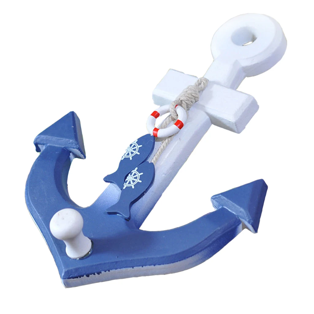 Nautical Anchor Wall Hanging Hook Buoy Fish Decor Coat Hat Mediterranean