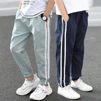 

Summer Spring Boy Sweatpants Big Boy Side Striped Pants 5 - 14 Years Children's Boy Leisure Trousers New Brand Teenage Clothing