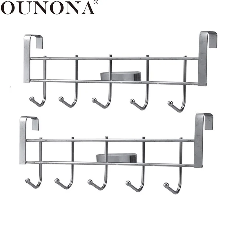 OUNONA 2pcs Over The Door Hook Stainless Steel Wall Mounted Hook Coat Hat Hanger Hook Door Hook Rack Door Storage Hanging Rack