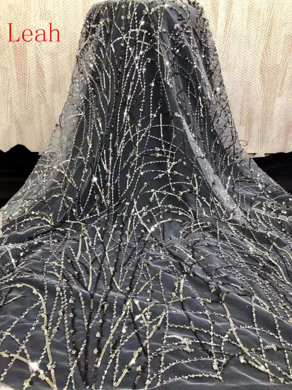 

stock 5yards/bag JH04 3 color paillette luxury French style fabrics for wedding dresses