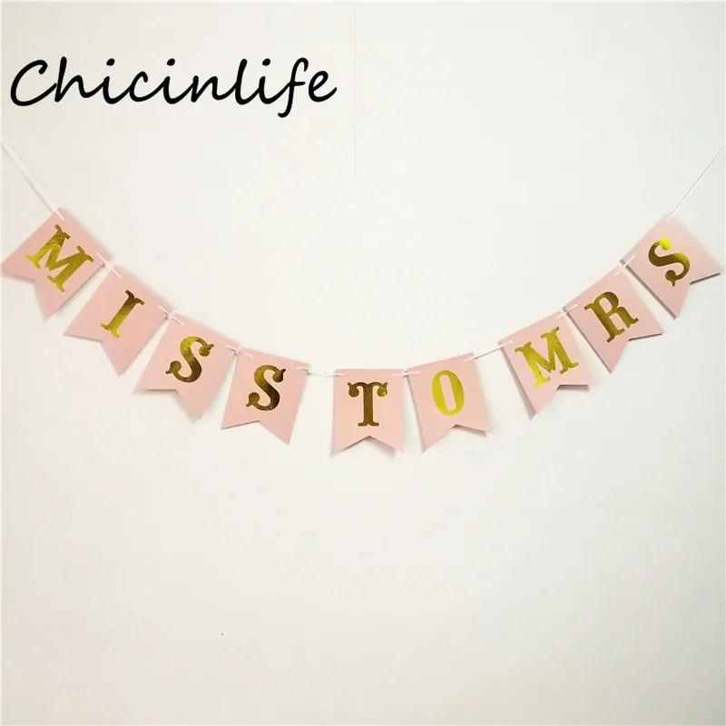 Chicinlife, 1 набор, розовый/белый баннер Miss to Mrs Bunting, девичник, вечерние, для свадьбы, для душа, помолвки, свадебные украшения