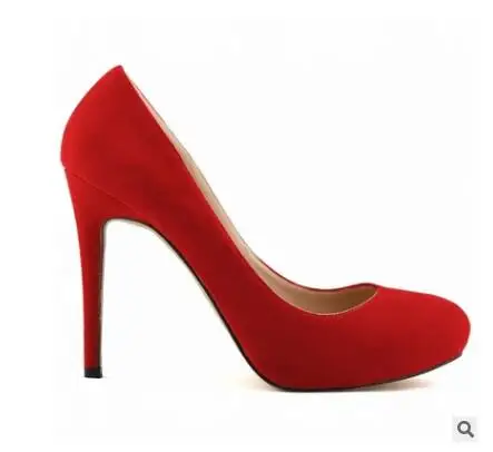 Loslandifen/милые вечерние женские туфли на высоком каблуке с круглым носком; большие размеры 35-42; модные однотонные повседневные весенние туфли-лодочки - Цвет: red flock