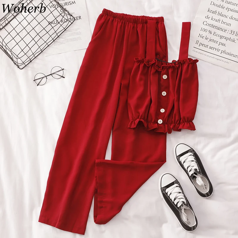 

Woherb Two Piece Set Sleeveless Crop Top Wide Leg Pants Suits Tracksuit Women Summer Beach Outfits Clothes Matching Sets 39960