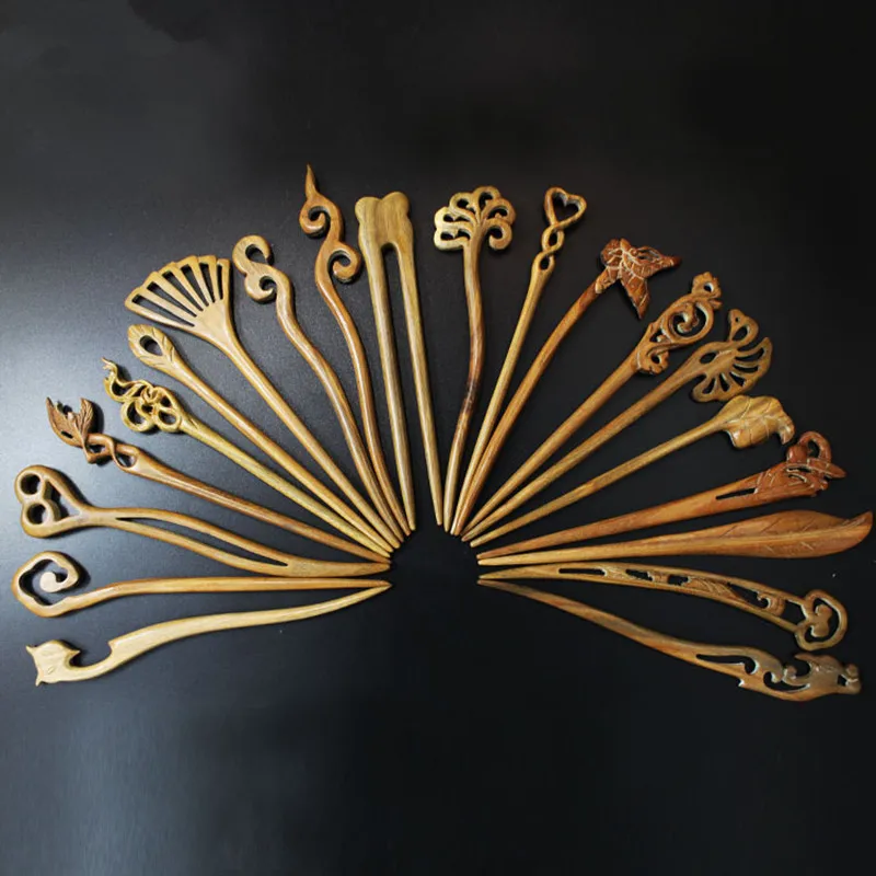 

Hairdresser Accessories Hight Quality 1pcs Handmade Green Sandalwood Accessory Headdress Chinese Hair Sticks Hairpin Tradition