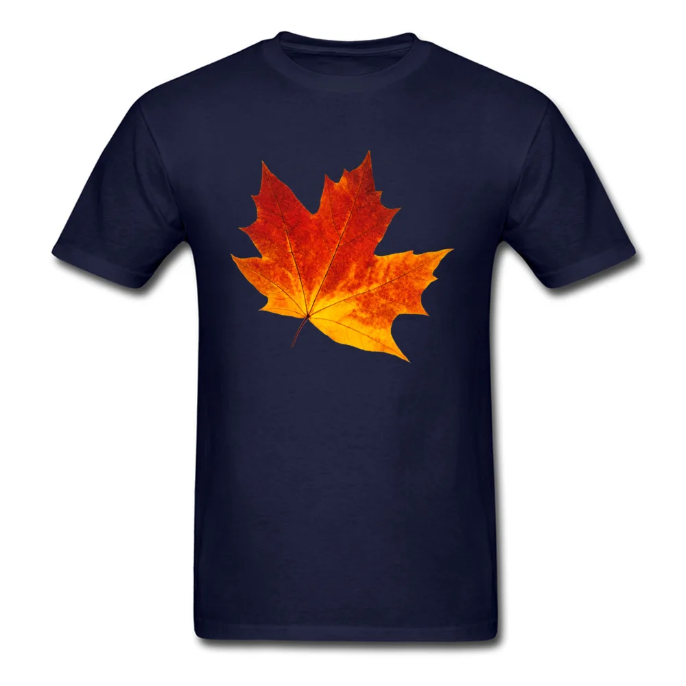 Colorful maple leaf Short Sleeve Tops Tees Crewneck Cotton Fabric Men's T-Shirt Customized Clothing Shirt Family Colorful maple leaf navy