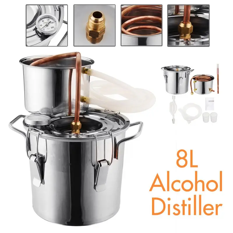 

Utility 8L Wine Beer Alcohol Distiller Moonshine Alcohol Home DIY Brewing Kit Home Distiller Copper Distiller Equipment