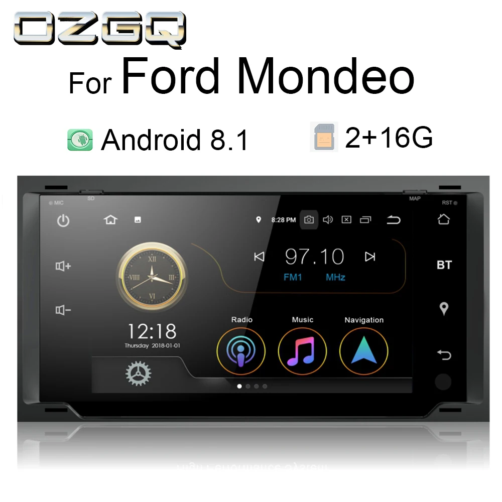 

OZGQ Radio Android 8.1 9.0 System PX30 9'' IPS Screen Auto Multimedia GPS For 2003-2007 Ford Mondeo Focus 2 With FM AM Stereo